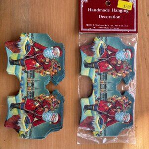Christmas Paper Garland 1990 Santa Lot of 2